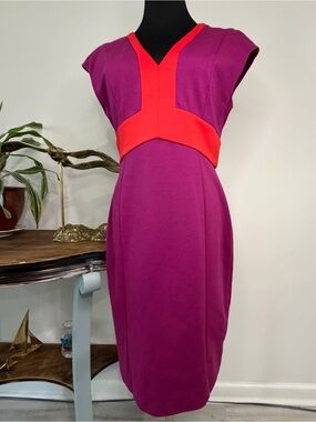 Narciso Rodriguez Design Nation Medium Mulberry Sheath Colorblock Ponte Dress